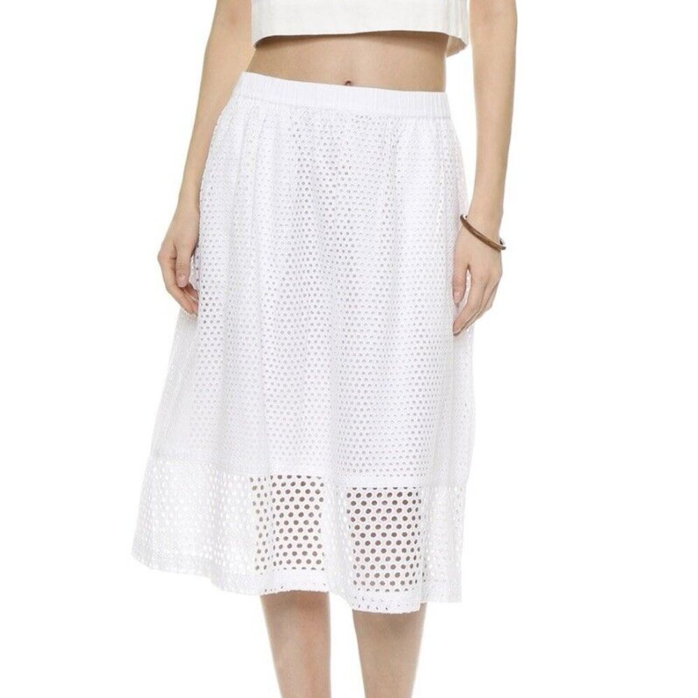 Madewell Trellis Eyelet White Midi Skirt